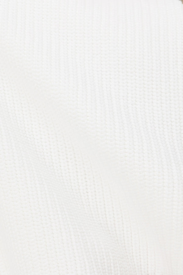 Cream Ribbed Drawstring Indigo Top