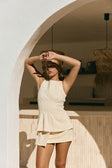 Cream Structured Twin Pocket Wrap Mini Breezy Skort