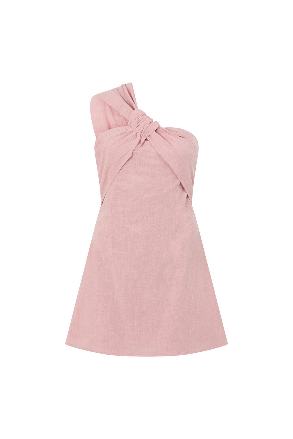 Pink One Shoulder Cutout Mini Knot Dimmi Dress