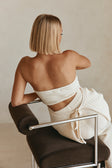 Cream Ribbed Strapless Alice Top