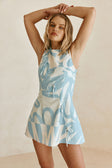 Blue Oceana Curve Bow Mini Natsuki Dress