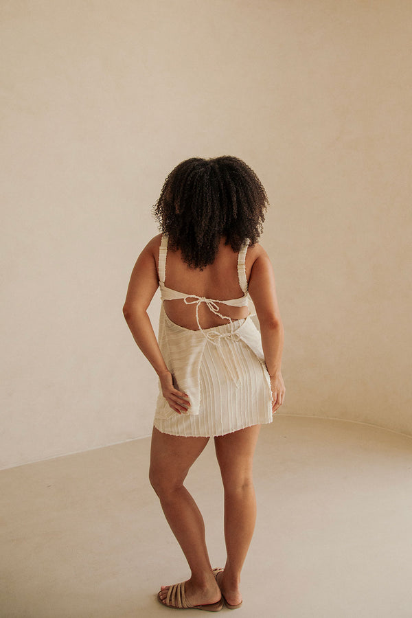 Cream Textured Cut Out Backless Aurelie Top