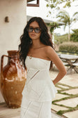 Bridal White Ladder Panel Strapless Empire Top