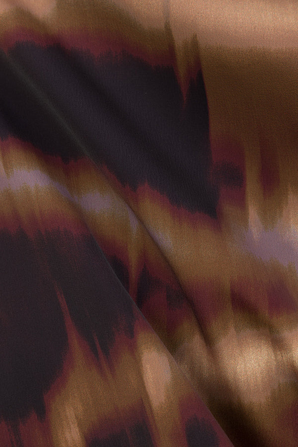 Brown Mirage Bloom Print Satin Mini Wrap Haven Dress