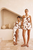 Madeira Split Wrap Maxi Dress - Brown, White Sunroom Chocolate Print