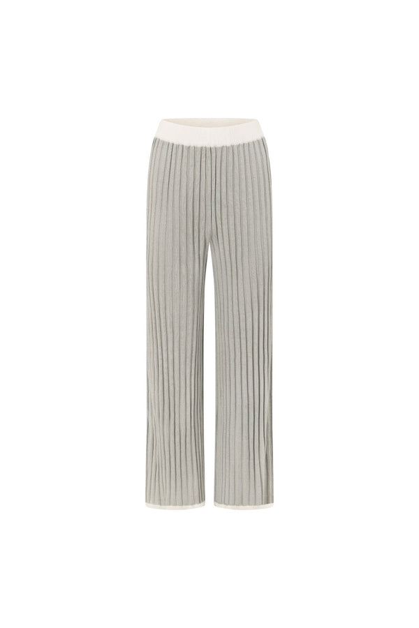 Grey Woven Ribbed High Waist Winnie Pants