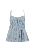 Blue Broderie Ruched Octavia Top