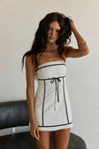 White Removable Strap A Line Mini Palais Dress