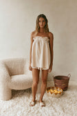 Beige High Waist Ruched Mini Toni Skirt