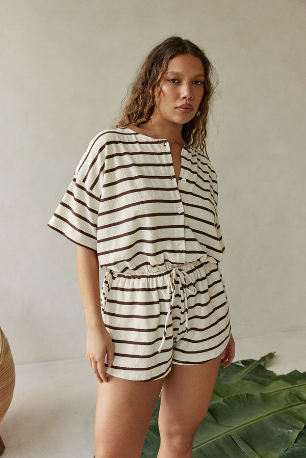 Juniper Playsuit - Brown Stripe