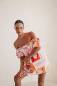 Zoi Babydoll Dress - Palm Tile Fuego Pink Red Orange Yellow