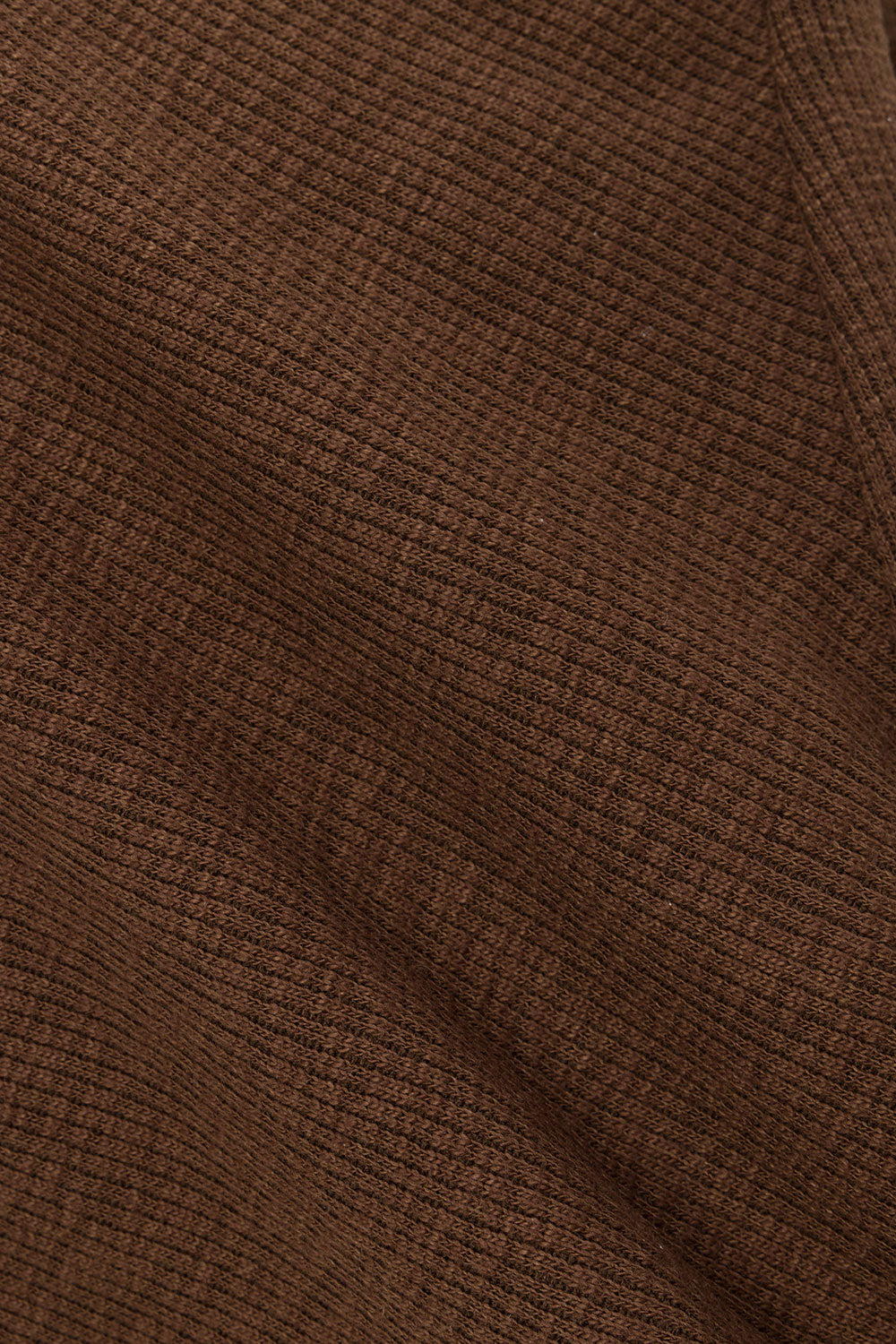 Brown Ribbed V-Neck Wrap Mini Oliana Dress