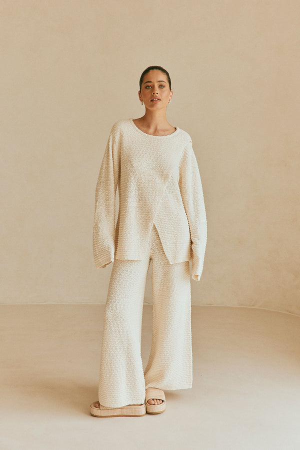 Beige Knit Long Sleeve Mara Top