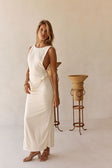 Cream Backless Maxi Hart Dress
