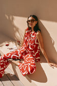 Red Fila Rogue Floral Print Button Up Sleeveless Elena Top