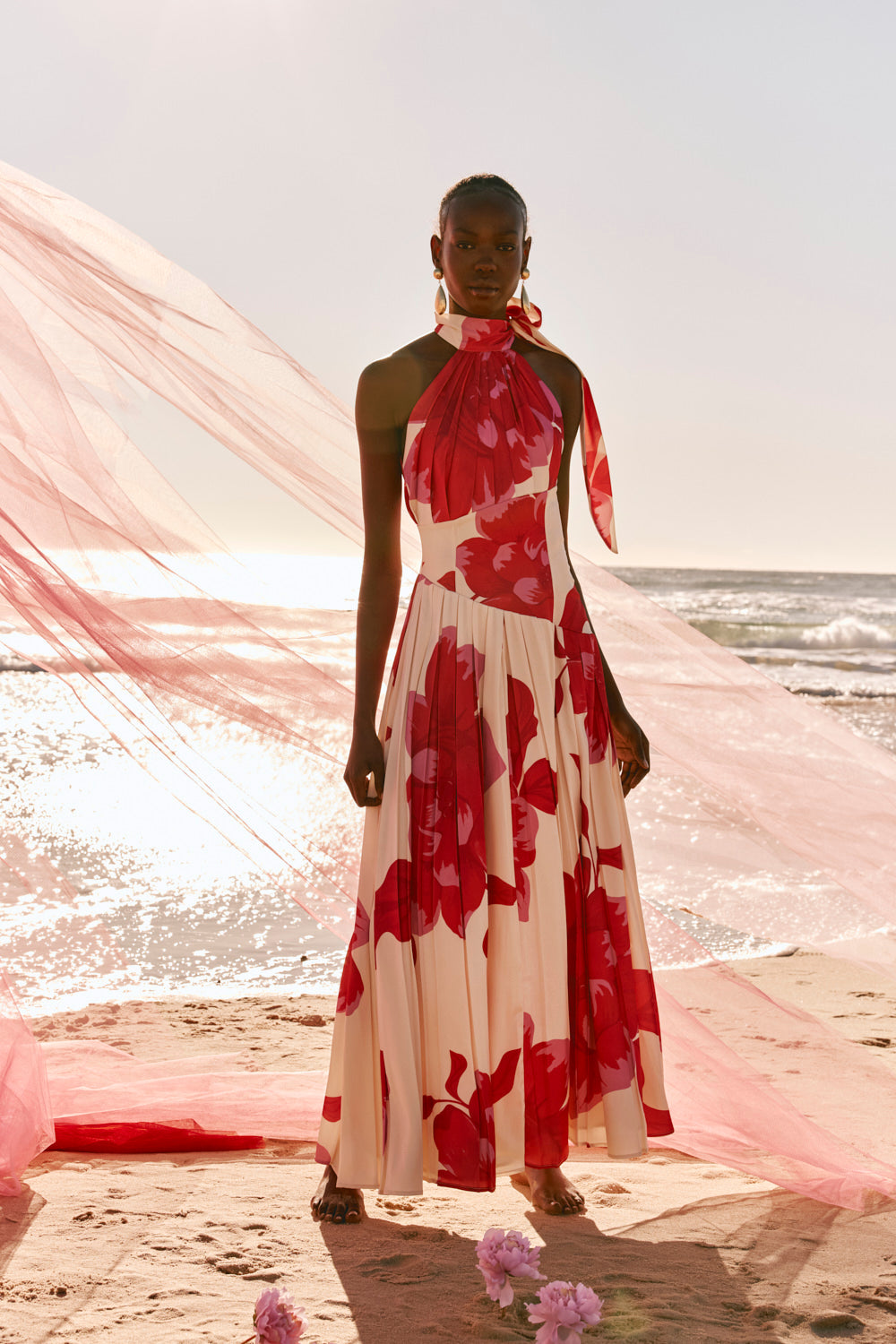 Pink Sole Rosa Print Halter Maxi Daje Dress