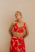 Dien Bustier Top - Evoke Red, White