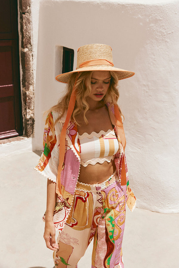 Peach Theotokos Boxy Button Up Collar Kelia Shirt