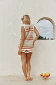 Tan and Cream Stripe Crochet Boxy Kiama Top