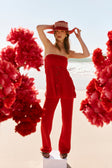 Red Rogue Knit Strappless Ellea Top