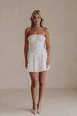White Strapless Front Tie Mini Mairi Dress