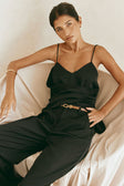 Black Strappy Plunge V Neck Asymmetric Zarah Top