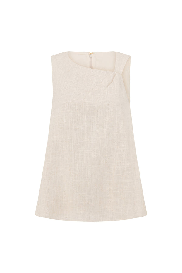 Beige Asymmetric Neck Longline Luella Top