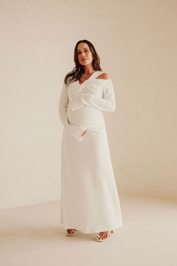 White Long Sleeve Cutout Maxi Nyla Dress