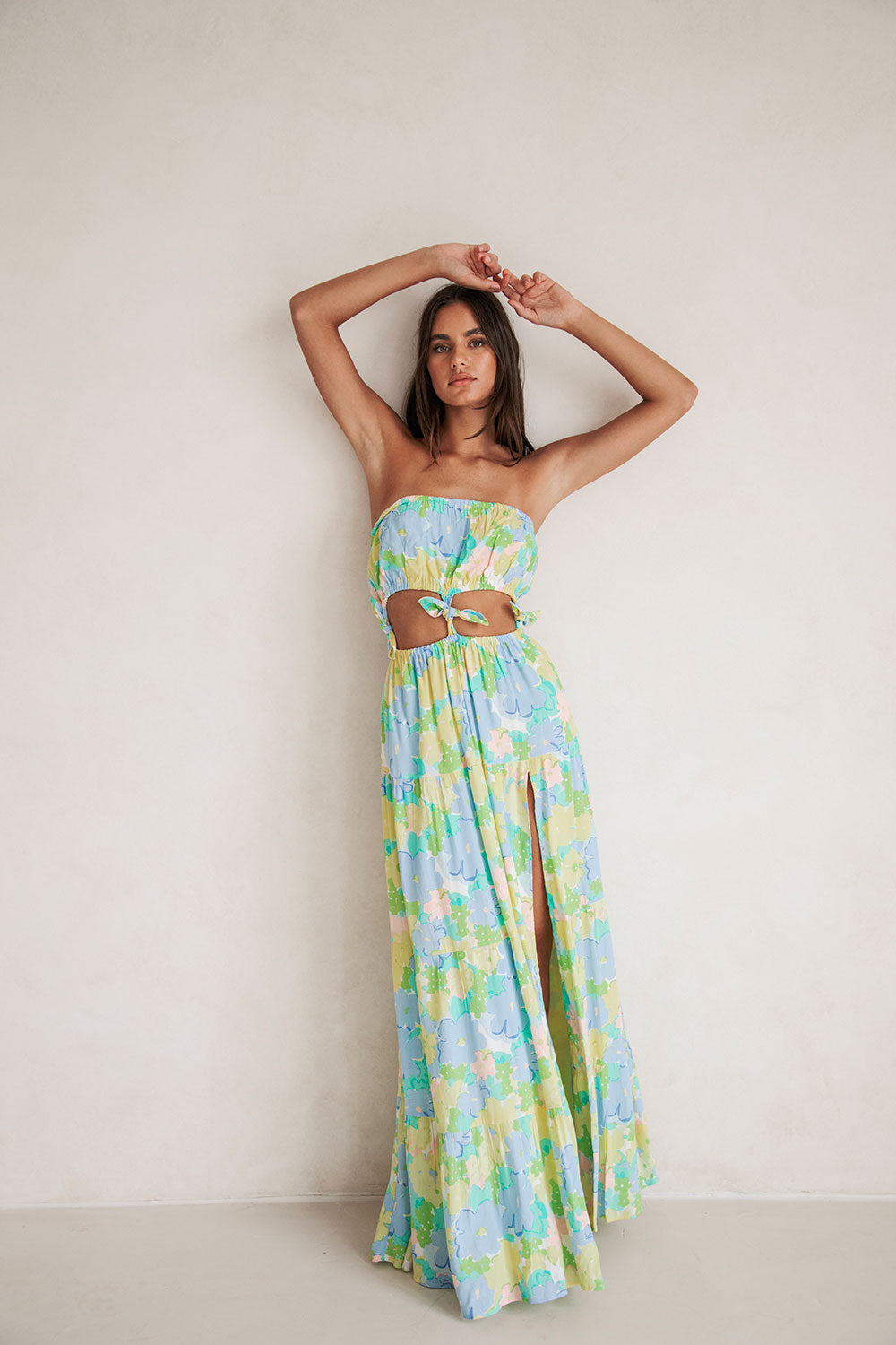 Yellow BLue Floral Dream Maxi Lili Dress