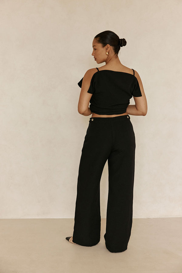 Black Suiting Flared Naomi Pants