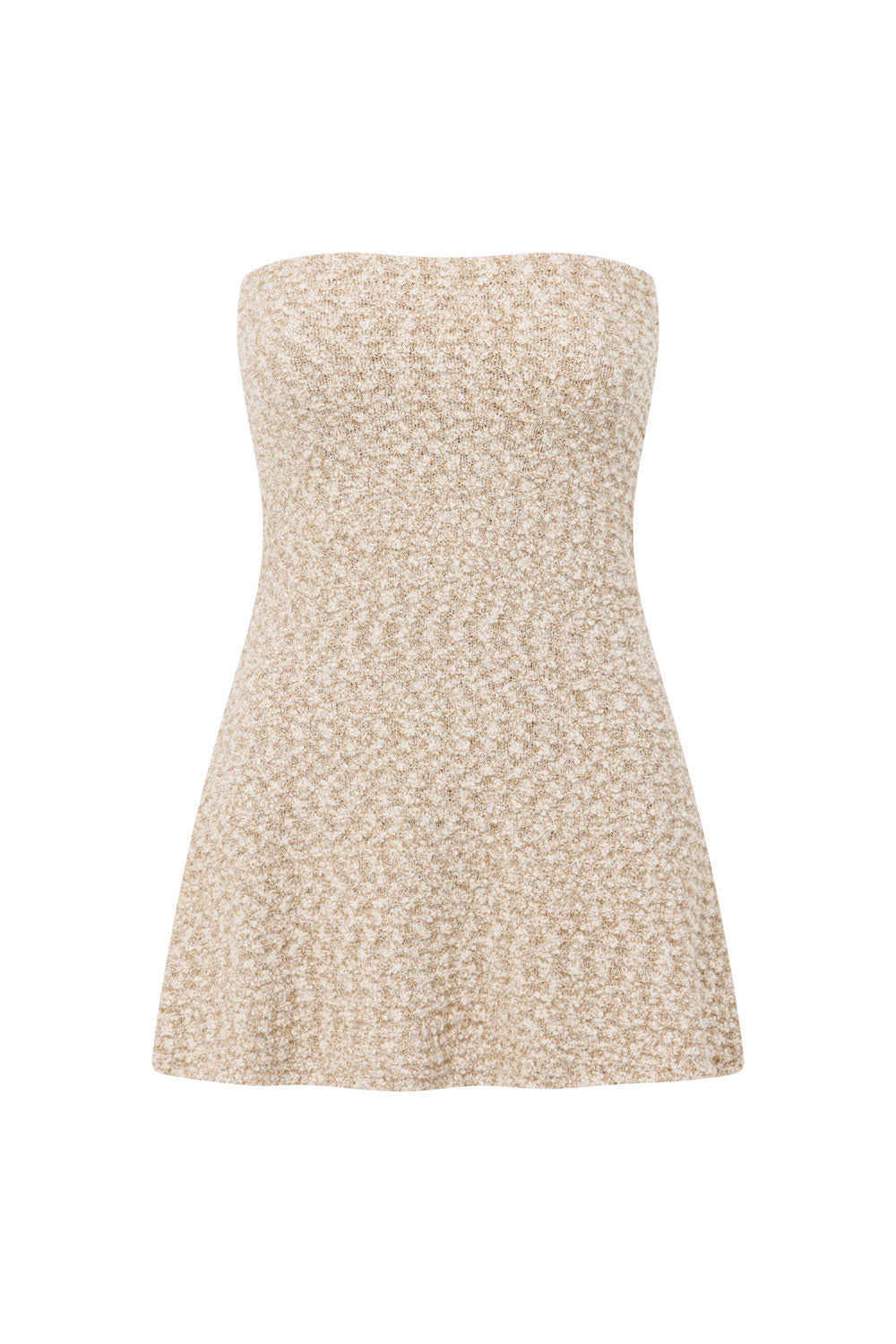 Brown and White Knit Strapless Backless Soha Top