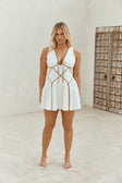 White Panel V Neck Mini Ravina Dress