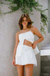 White Cotton Gathered Mini Alani Skirt