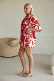 Red and Pink Darling Floral Print Button Up Delphia Top