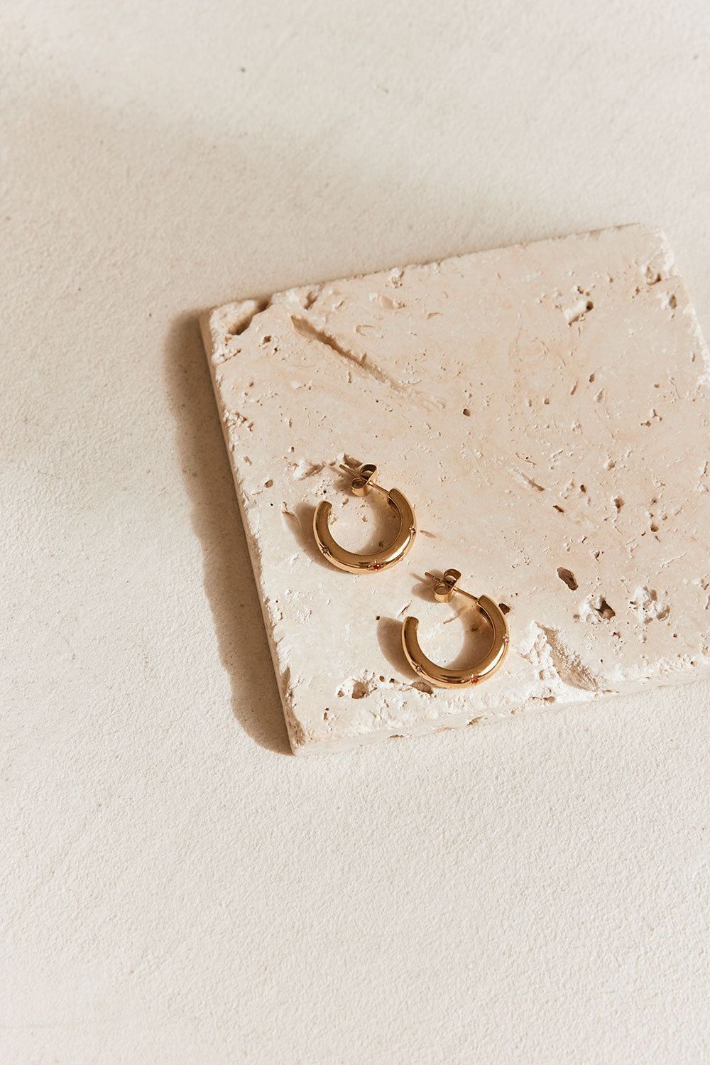 18K Gold Plated Hoop Gemstone Detail Nadia Earrings