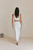 White Cable Knit Crop Lotus Top