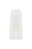 White Leafy Motif High Waist Cambria Pants
