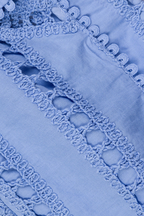 Blue Cotton Cutwork Belt Alyce Shorts