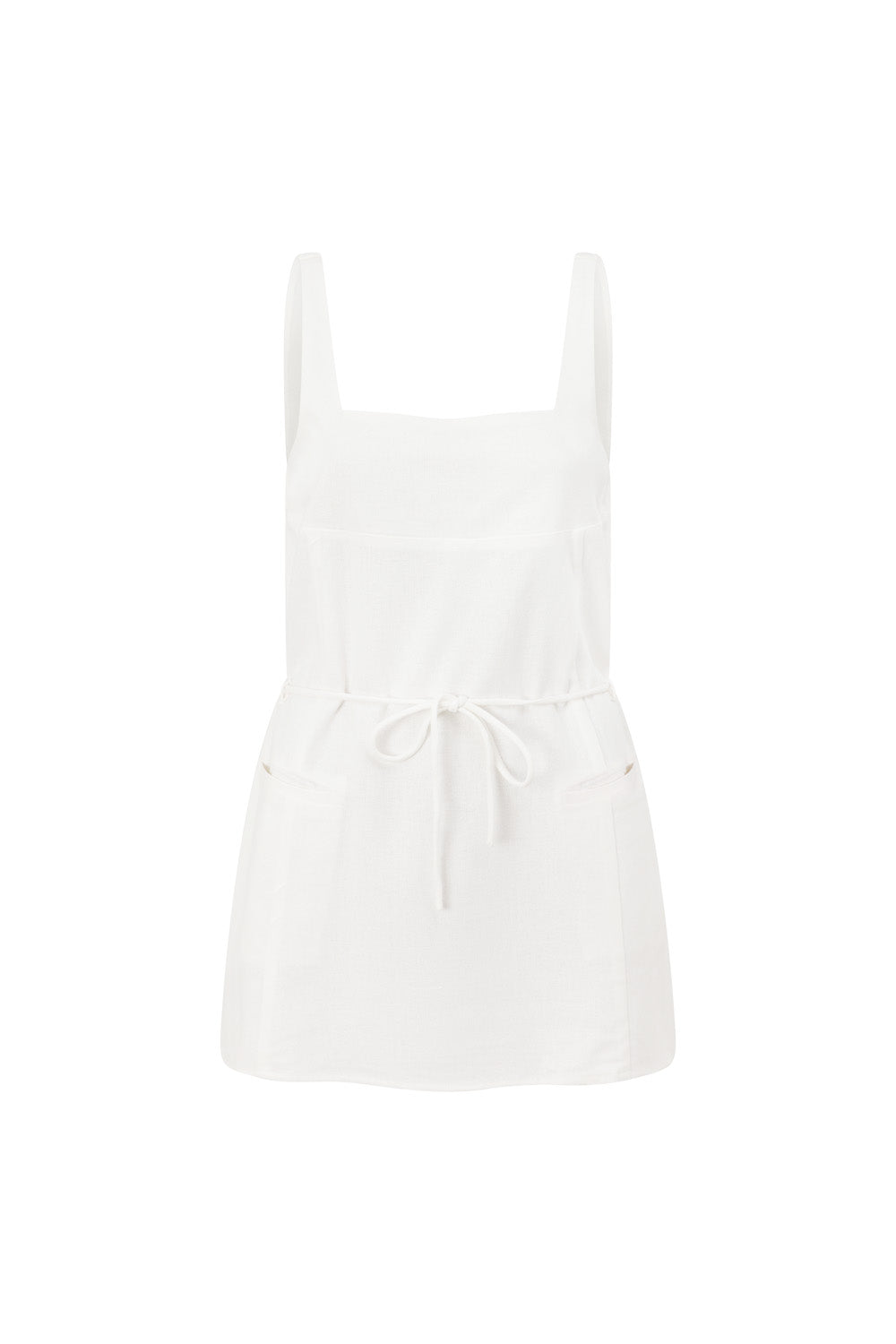 White Twin Pocket Tie Longline Davina Top