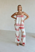 Cream Moana Red Print Strapless Aspyn Top