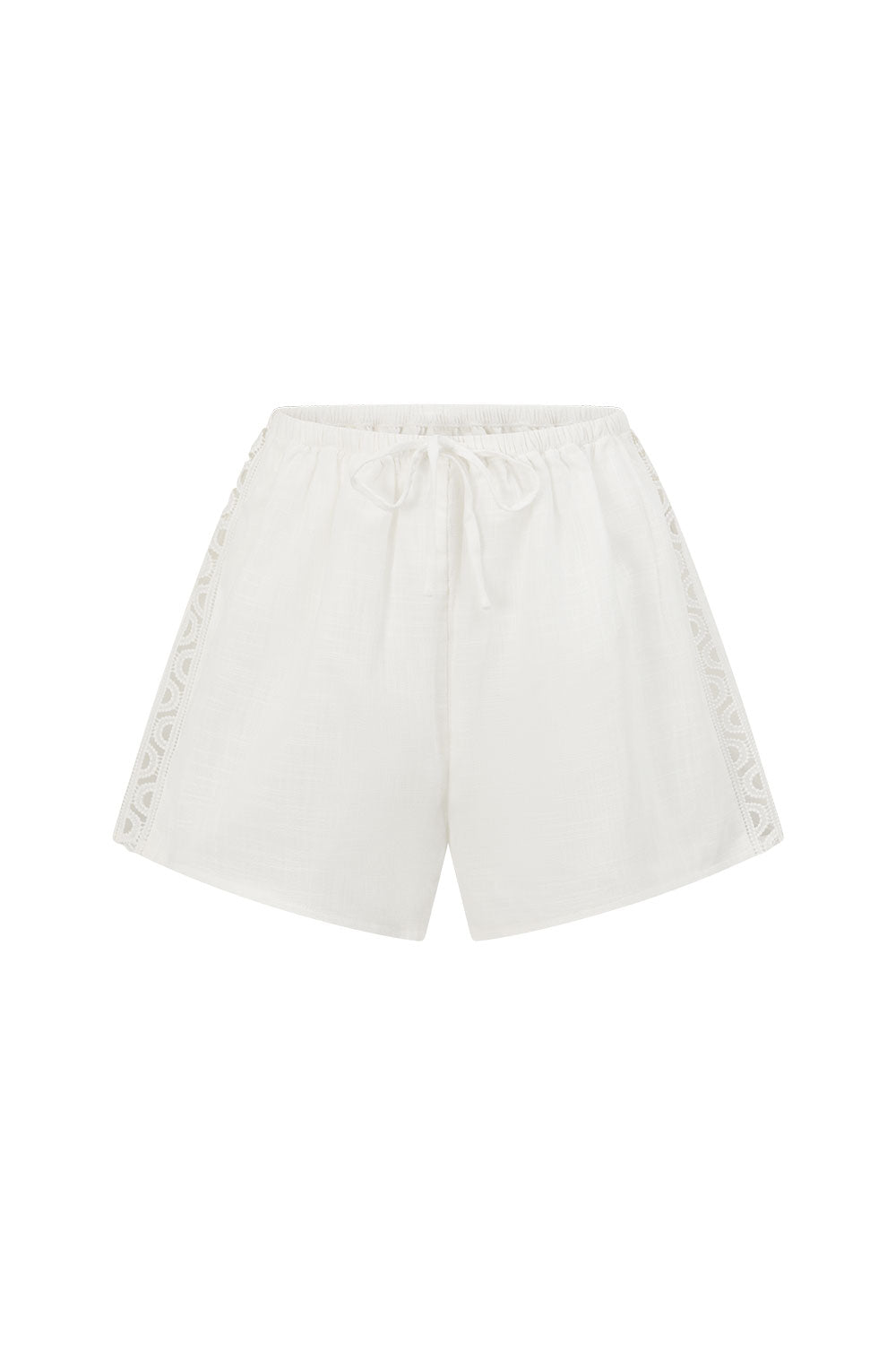 White Cotton Elastic Drawstring Stella Shorts