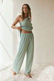 Sage Green Elastic Drawstring Zen Pants