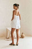 Jetta Adjustable Thin Strap Tie Top - White Plaid