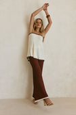 Cream Ribbed Strapless Winnie Top
