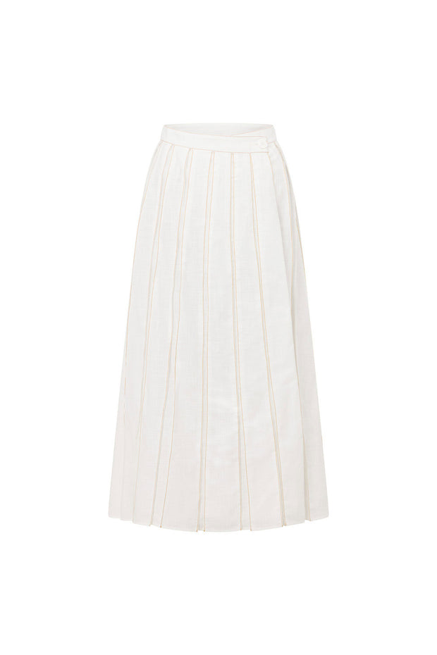 SAMPLE-Dien Wrap Skirt - White