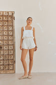Zelle Lace Button Front Tie Playsuit - White