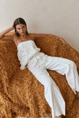 White Cheesecloth Elastic Drawstring Carissa Pants