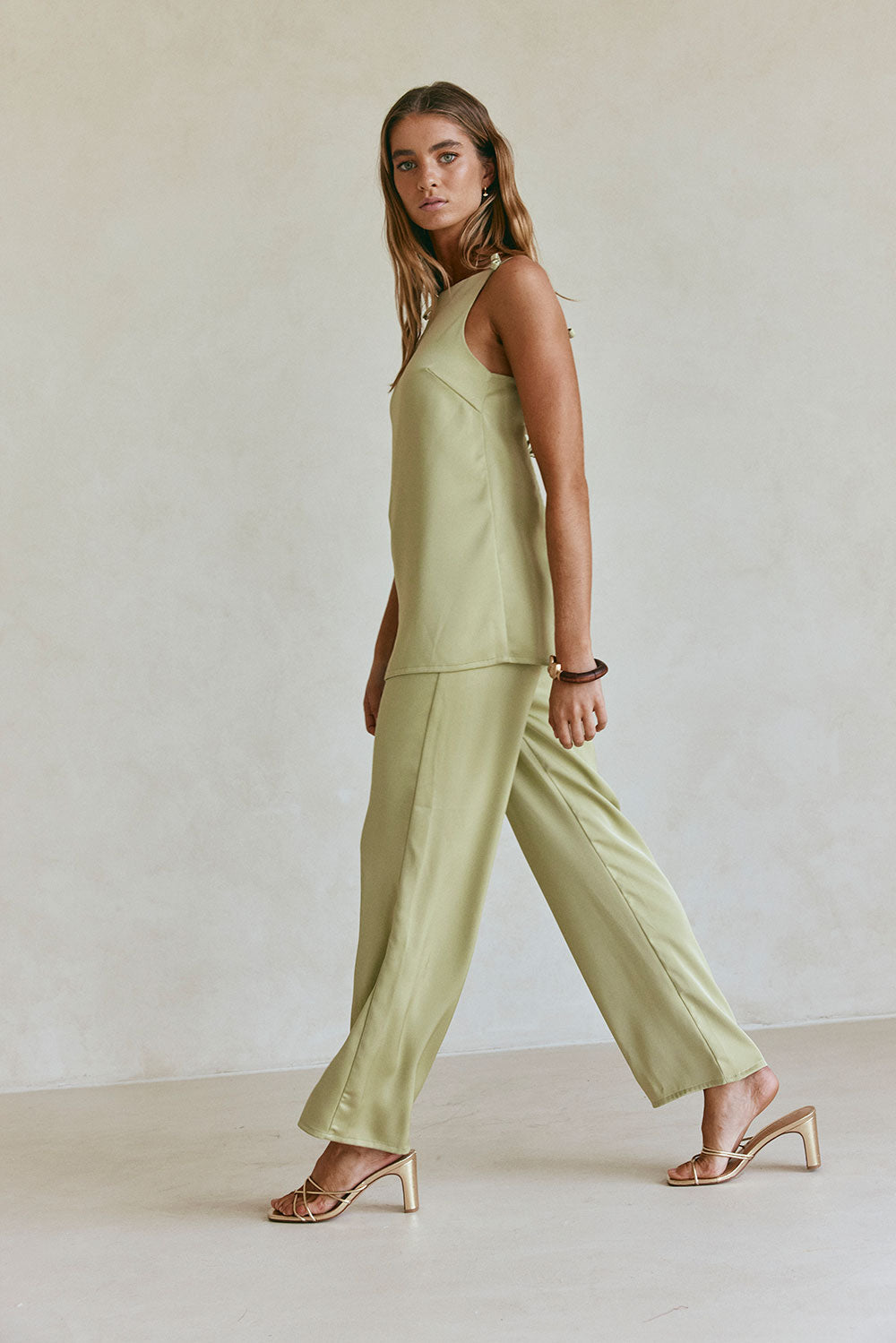 Green Thin Strap Backless Kinsley Jumpsuit