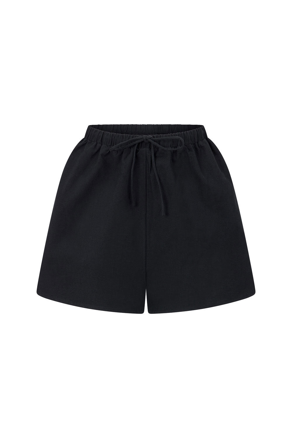 Black High Waist Elastic Drawstring Akel Shorts