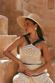 Cream Patch Crochet Knit Halter Matilda Top